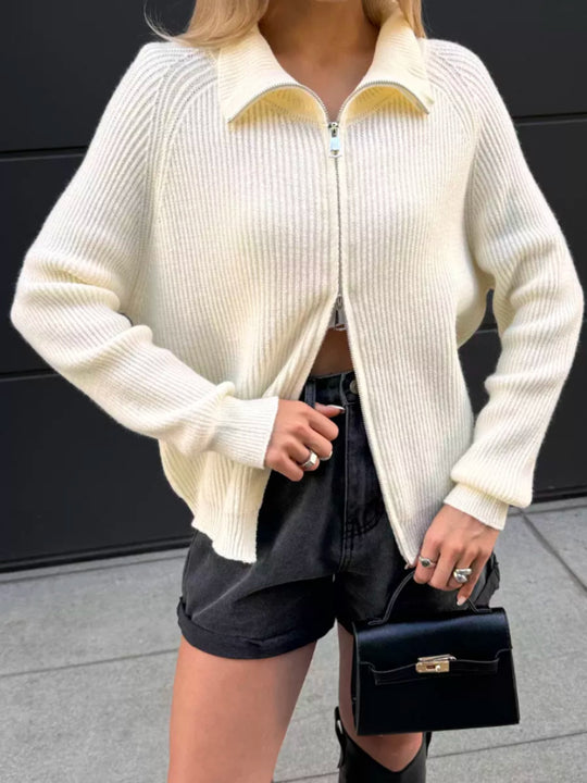 Damen Moderner Strickjacke mit hochwertigem Reißverschluss Shop Nory