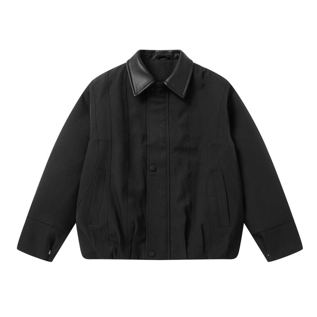 Herren Kurzboxy-Workwear-Blouson mit Lederkragen und vertikaler Steppung Shop Nory