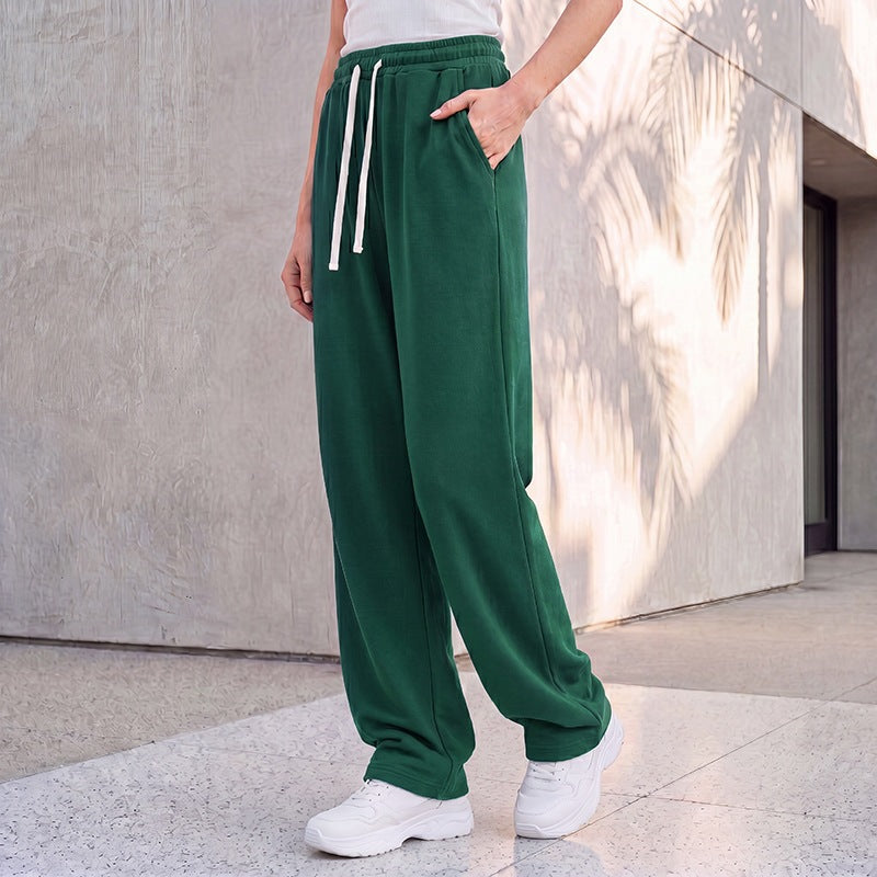 Damen nan weite Loungepalazzo-Hose mit hohem Komfortbund, Kordelzug, seitlichen Eingrifftaschen und dekorativer Seitennaht Shop Nory