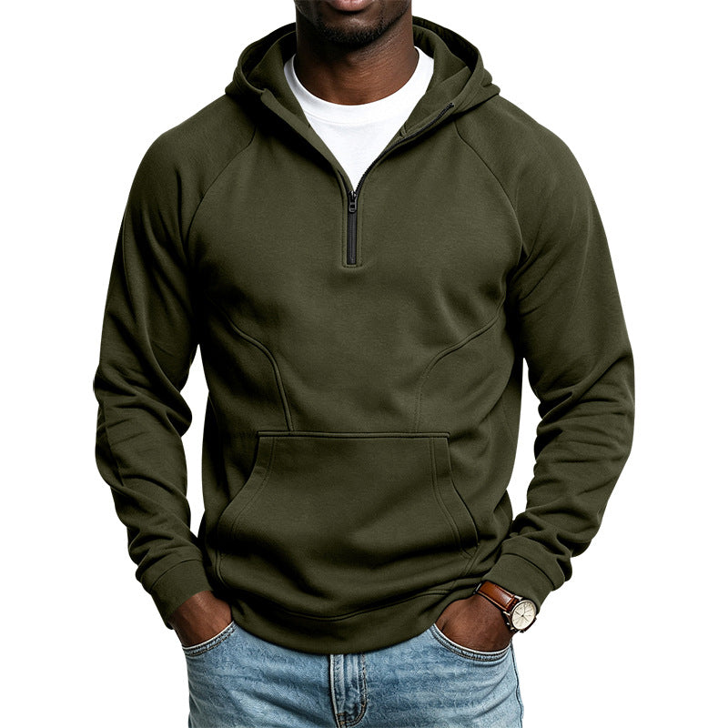 Herren Kapuzenpullover mit Kurzreißverschluss, Kängurutasche und Raglanärmeln Shop Nory
