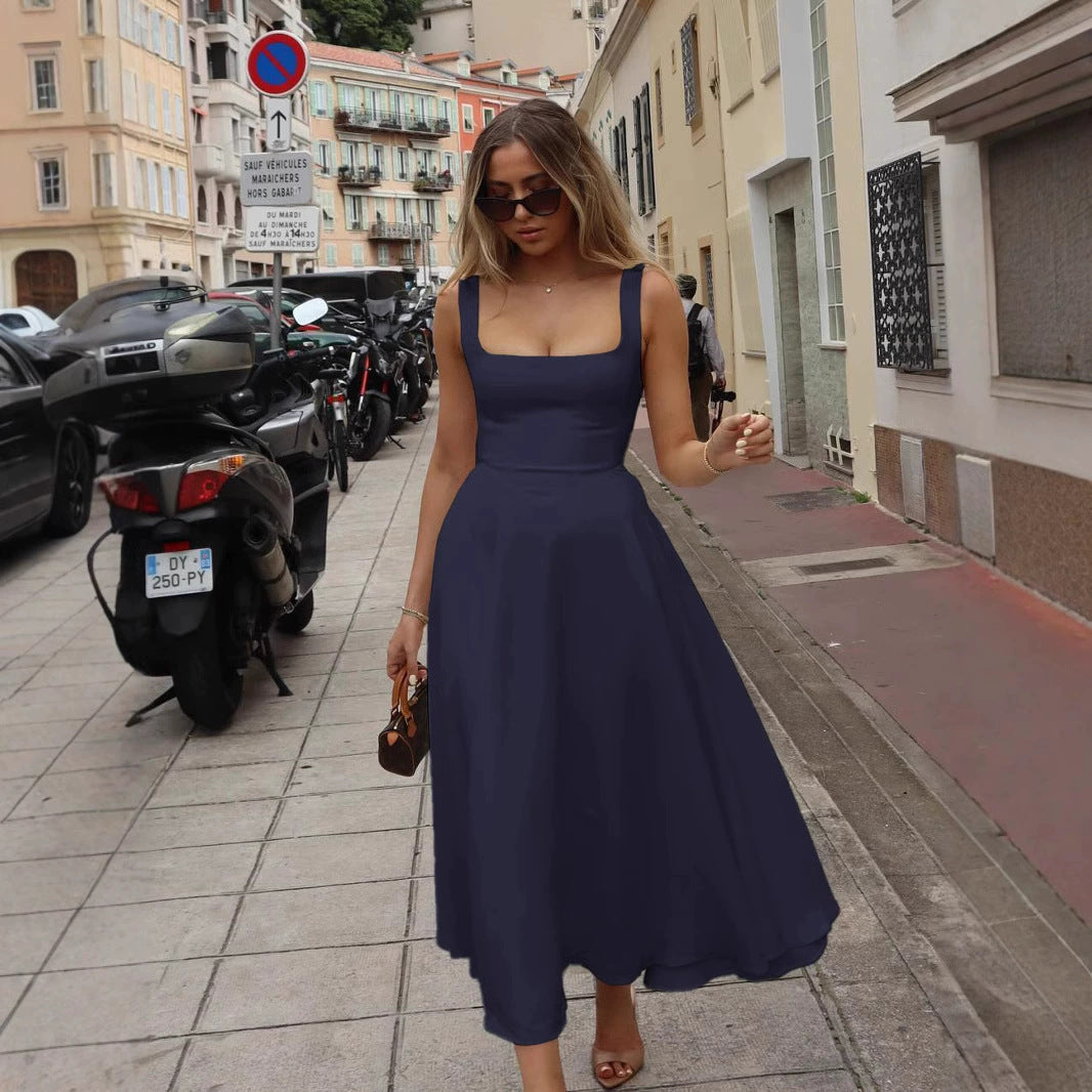 Maxikleid A-Linie mit quadratischem Ausschnitt