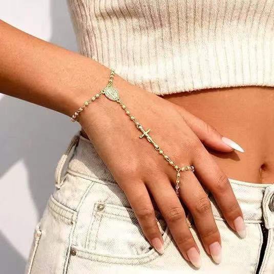 Damen Handkette mit religiösen Anhängern und filigranem Design Shop Nory
