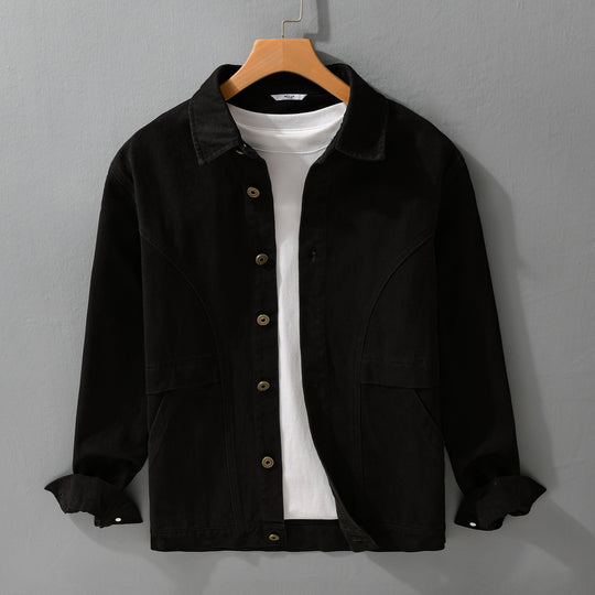 Herren robuste Canvas-Workerjacke mit Fronttaschen und markanten Ziernähten Shop Nory