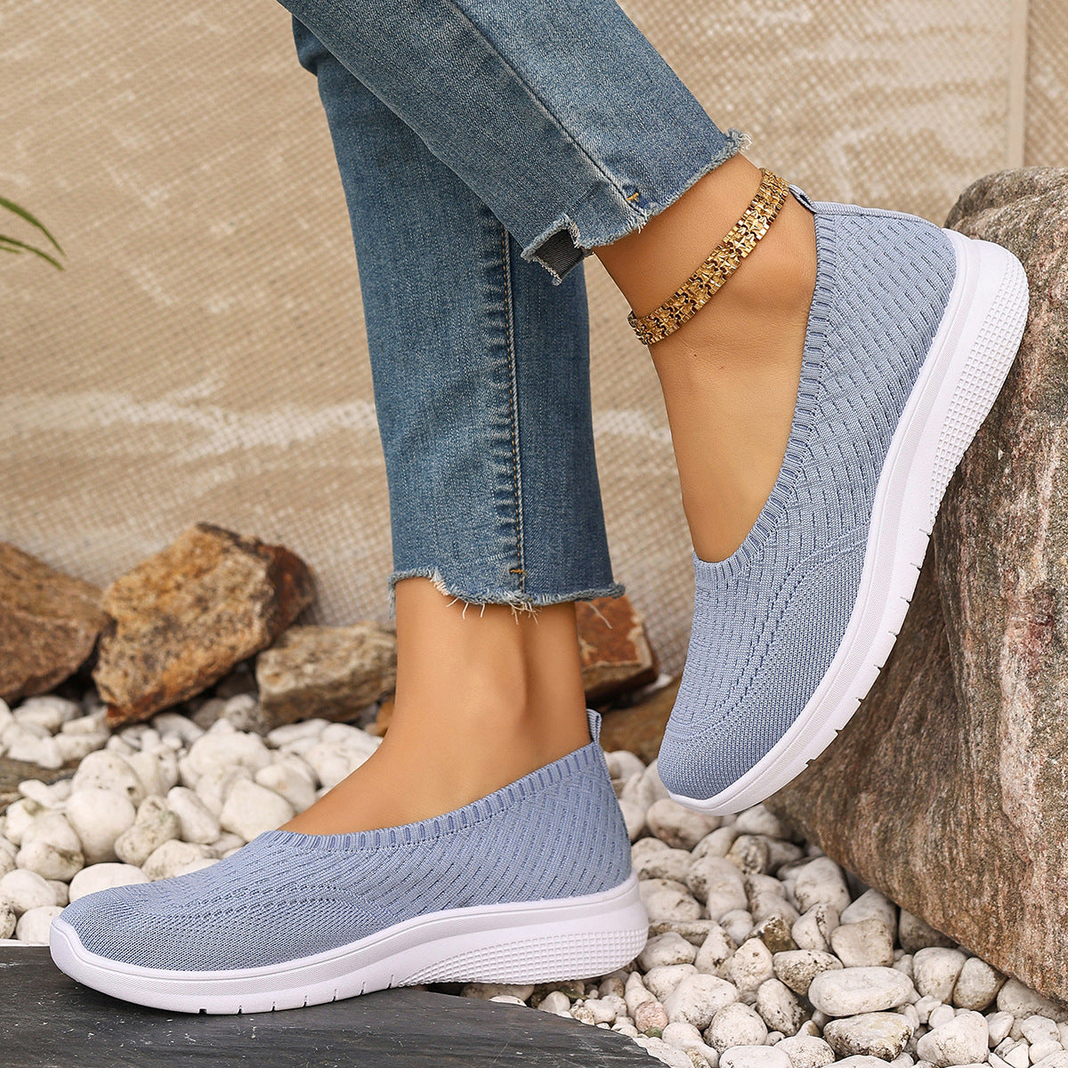 Damen Elastische Slip-On Sneakers mit Komfortsohle