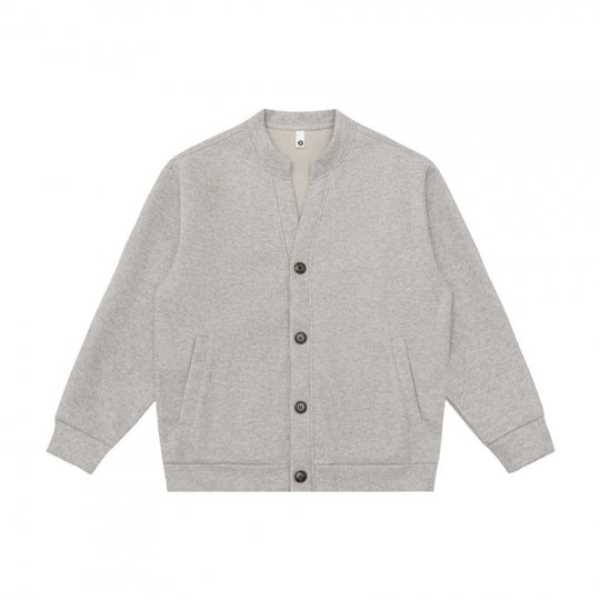 Unisex Lässige Knopfjacke aus Sweatstoff mit Stehkragen, gerippten Bündchen und Eingrifftaschen Shop Nory