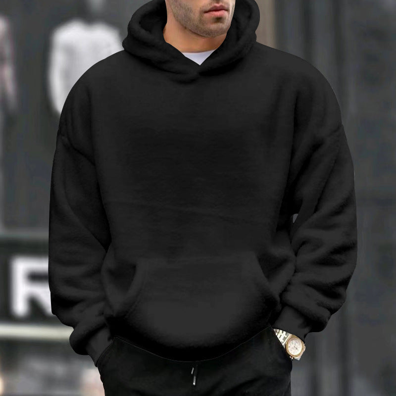 Herren Kuscheliger Oversize Kapuzenpullover aus Teddy-Fleece mit Kängurutasche Shop Nory