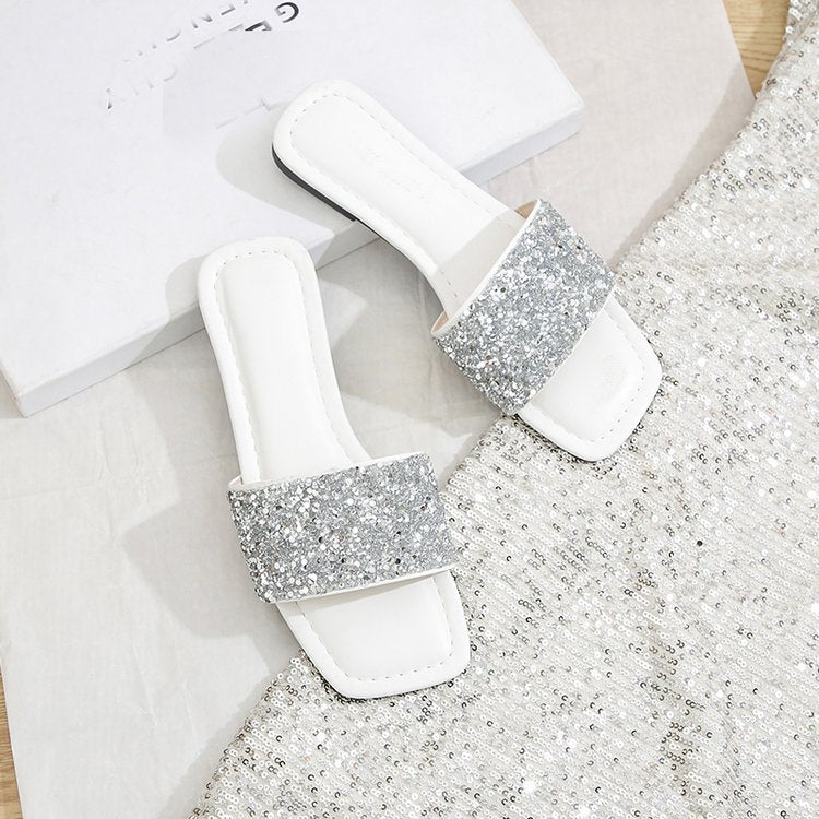 Damen elegante Strass-Pantoletten Shopnory
