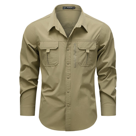 Herren Outdoor-Utility-Hemd mit Mehrfach-Taschen und Reißverschluss Shop Nory