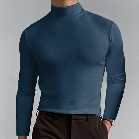 Herren Elegantes Langarm-T-Shirt mit hohem Kragen