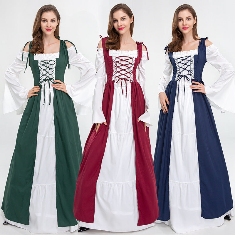 Damen historisches Märchenkleid mit elegantem Oberteil und ausgestellten Ärmeln