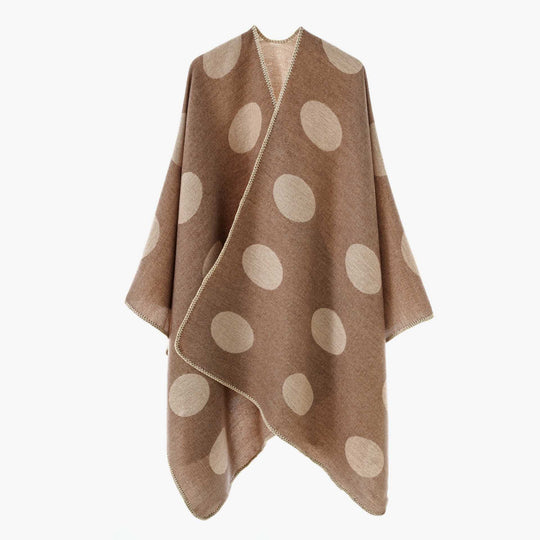 Damen Punkte-Überwurf Cape aus Wollmix mit Zierstich Shop Nory