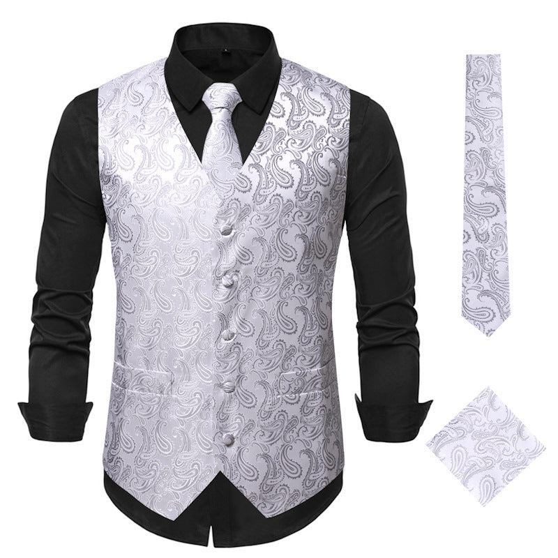 Herren elegante Anzugweste mit eleganten Paisley-Muster und passendem Zubehör ShopNory