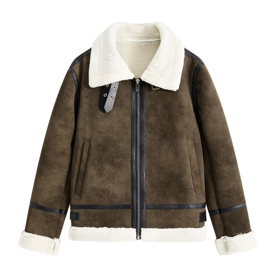 Herren Gefütterte Fliegerjacke im Aviator-Stil mit Stehkragen und Doppelgurt Shop Nory