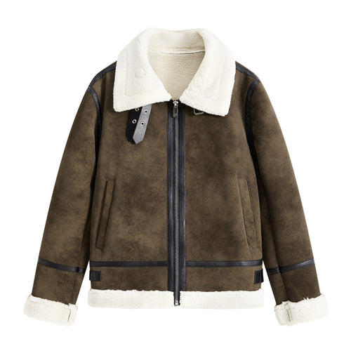 Herren Gefütterte Fliegerjacke im Aviator-Stil mit Stehkragen und Doppelgurt Shop Nory
