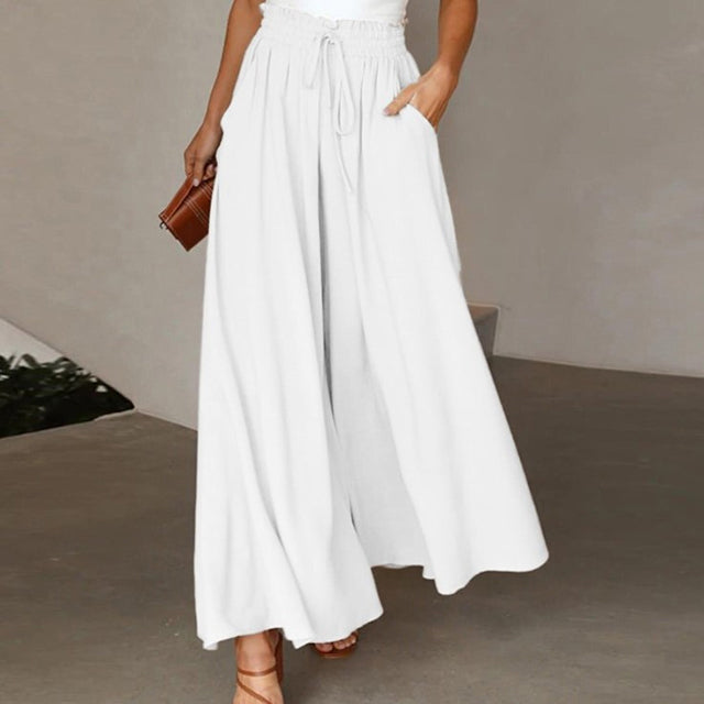 Leichte Damen Leinenhose mit Weitem Bein für Frühling und Sommer