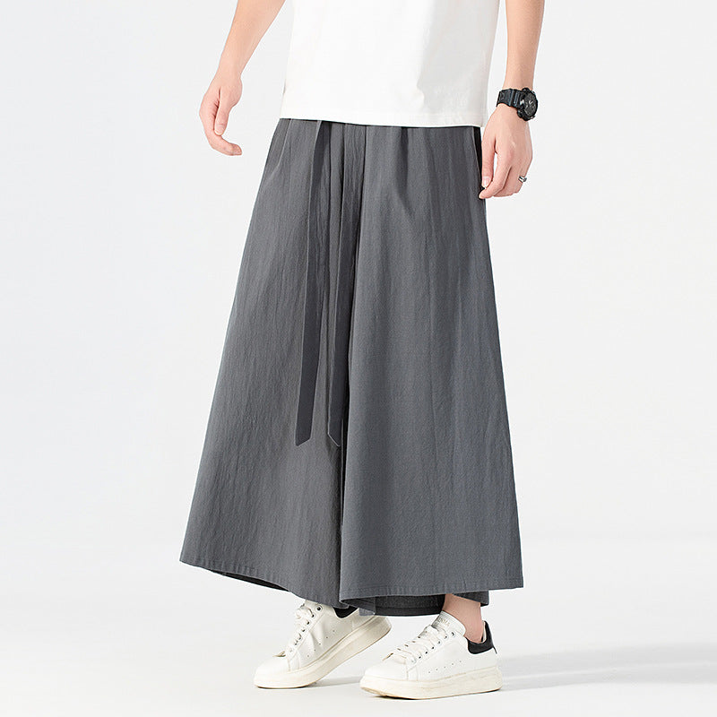 Damen Culotte-Style Hosenrock mit weitem Bein und Bindegürtel Shop Nory