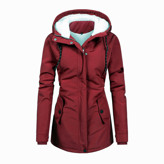 Damen Wasserabweisender Parka mit Teddyfutter, Kapuze und tailliertem Schnitt Shop Nory