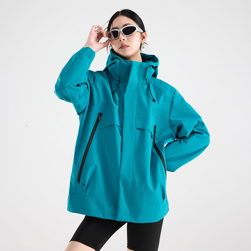 Damen technische wasserdichte Oversize-Parka mit Kapuze und verdeckten Reißverschlusstaschen Shop Nory
