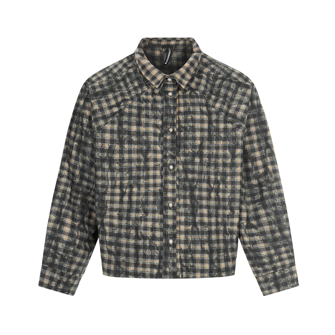 Herren Oversized Karo-Overshirt im Blousonstil mit distressed Finish Shop Nory