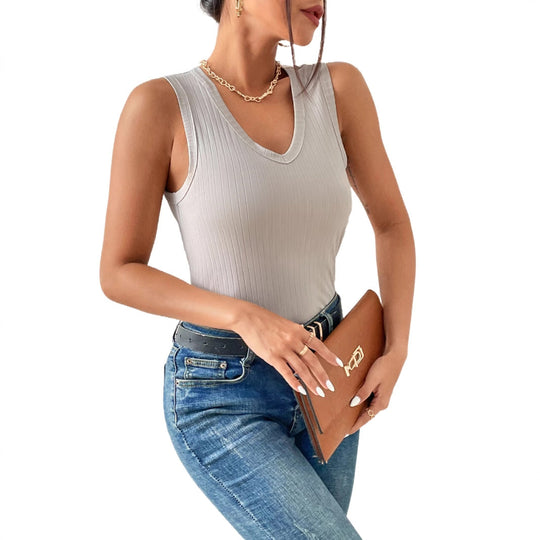Damen Rippenmuster Tanktop Shopnory