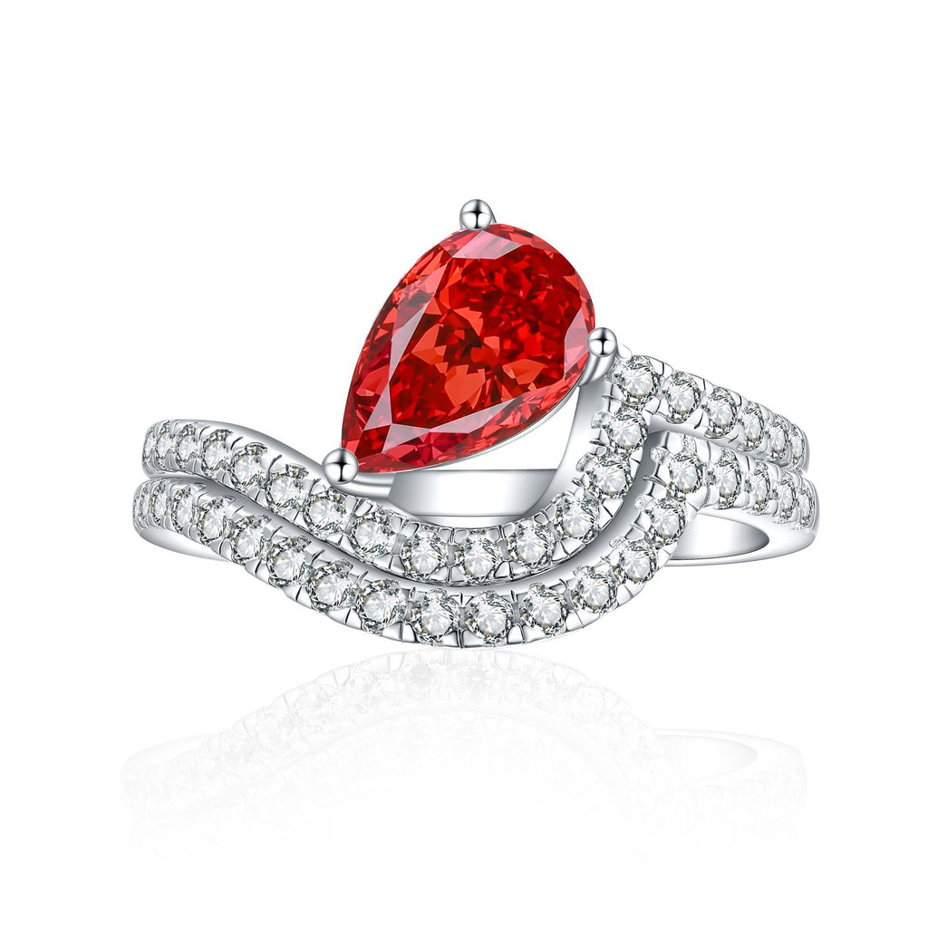Damen Eleganter Ring mit tropfenförmigem Stein und funkelnden Zirkonia Shop Nory