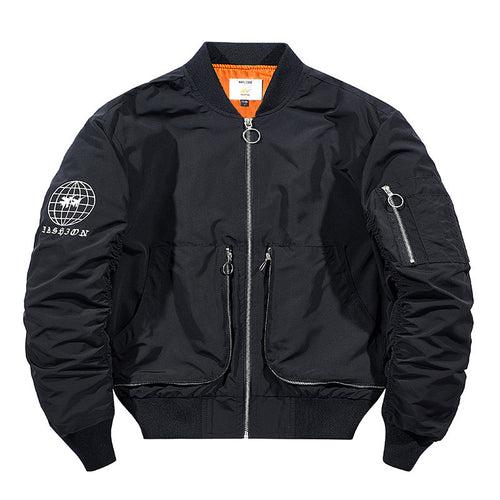 Herren Nylon-Bomberjacke im Flieger-Style mit Reißverschluss-Ärmeltasche und kontrastierendem Innenfutter Shop Nory