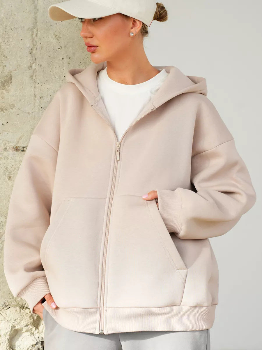 Damen Zip-Hoodie mit lässigem Schnitt und großen Taschen Shopnory