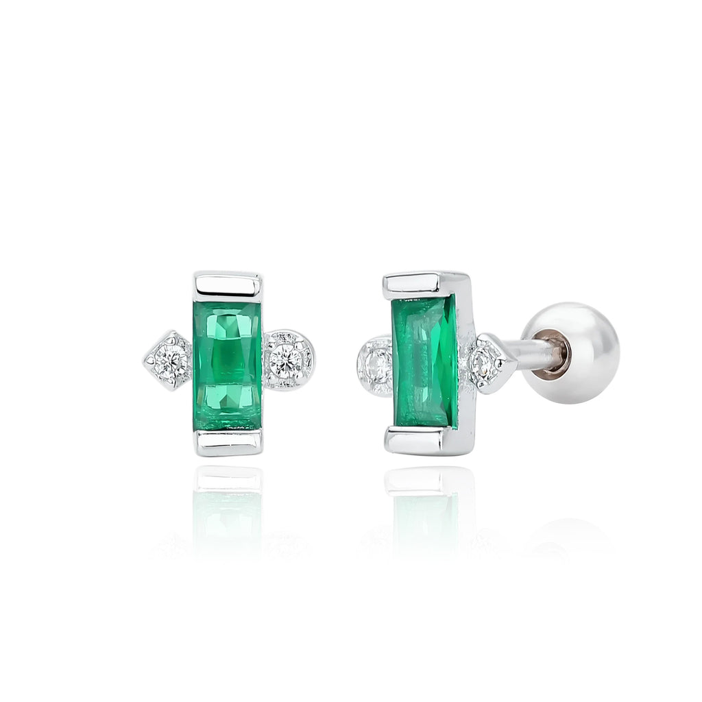 Damen Ohrstecker mit funkelnden Zirkon-Akzenten und grünem Edelstein Shop Nory