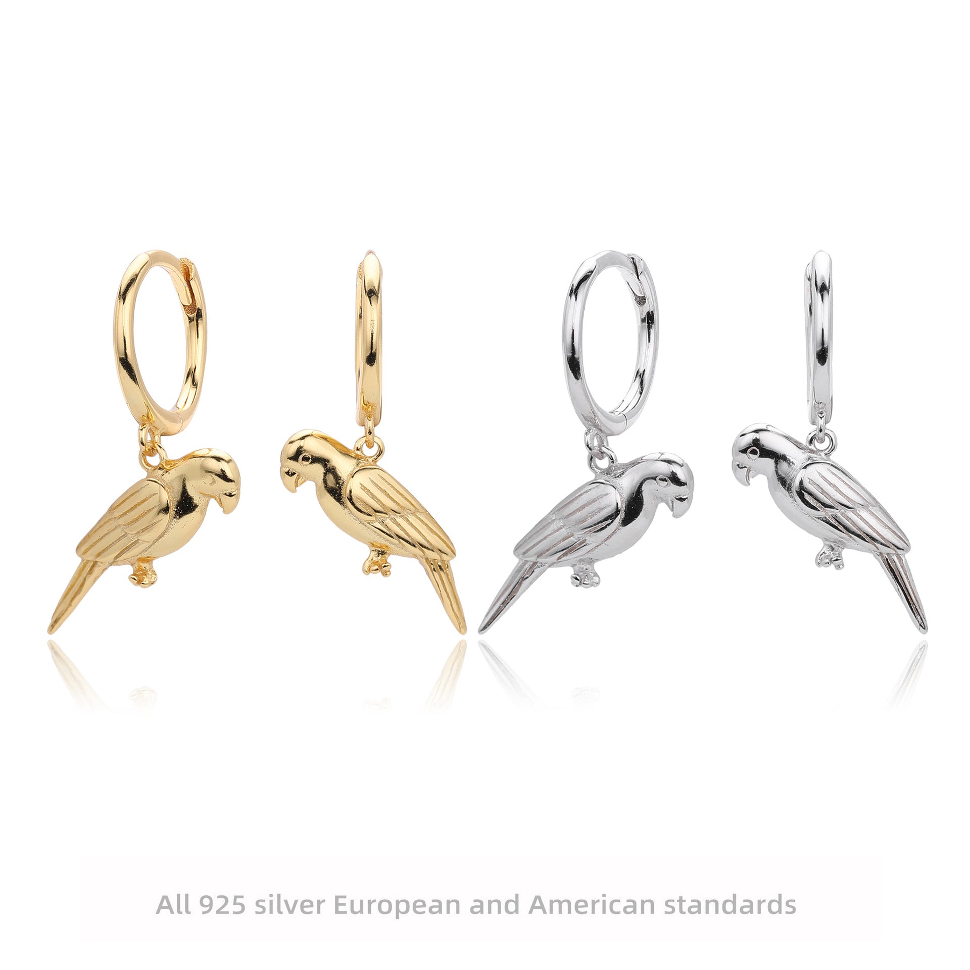 Damen Ohrhänger im eleganten Papagei-Design aus hochwertigem 925 Sterling Silber Shop Nory