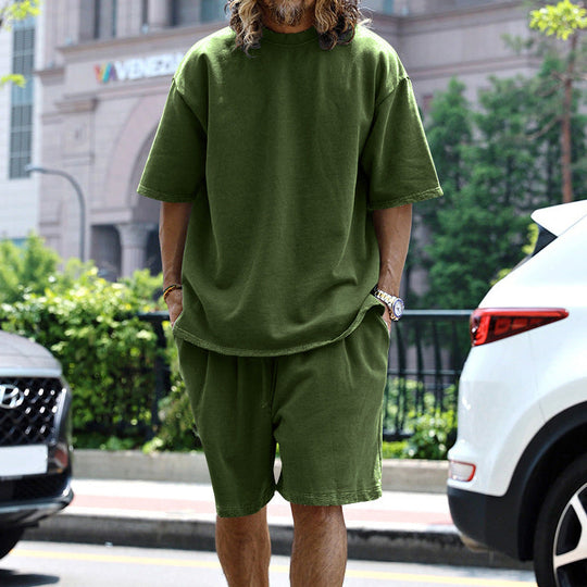 Lockeres T-Shirt Shorts einfarbiges Set