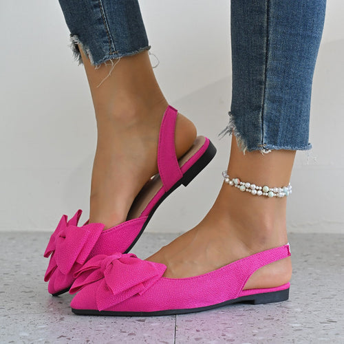 Damen Slingback-Pantoletten mit großem Schleifen-Design und komfortablem Fußbett
