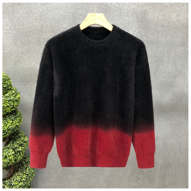 Herren Flauschiger Farbverlauf-Pullover aus Mohair-Mix mit Rundhals und geradem Schnitt Shop Nory