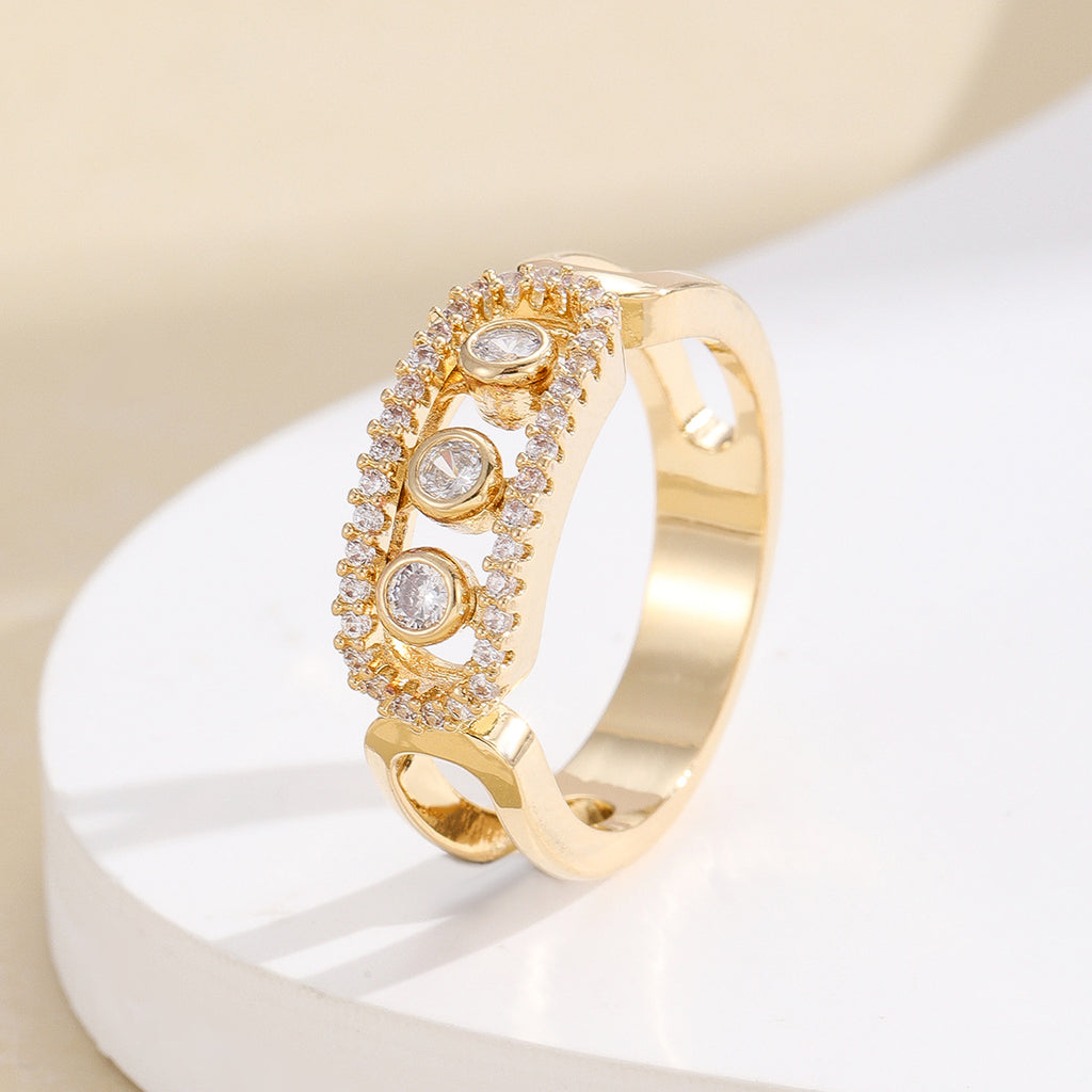 Damen goldener Zier-Ring mit funkelnden Steinen Shop Nory