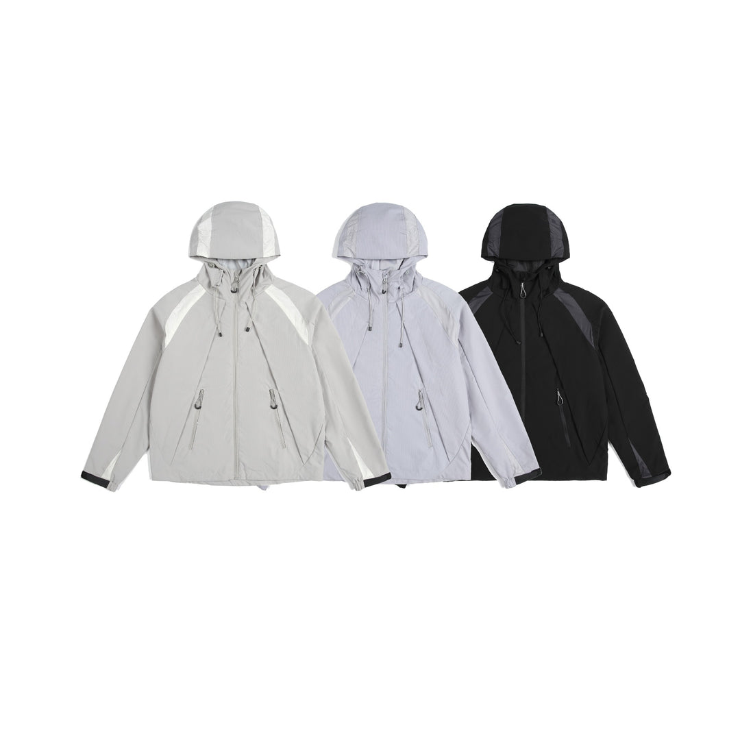 Unisex Leichte Regen- und Softshell-Jacke mit Kapuze, verstellbaren Saum- und Reißverschlusstaschen Shop Nory