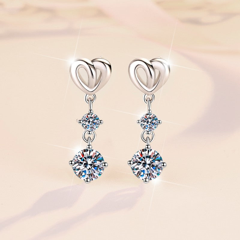 Damen Ohrhänger mit romantischem Herzdesign und funkelndem Kristallschmuck Shop Nory