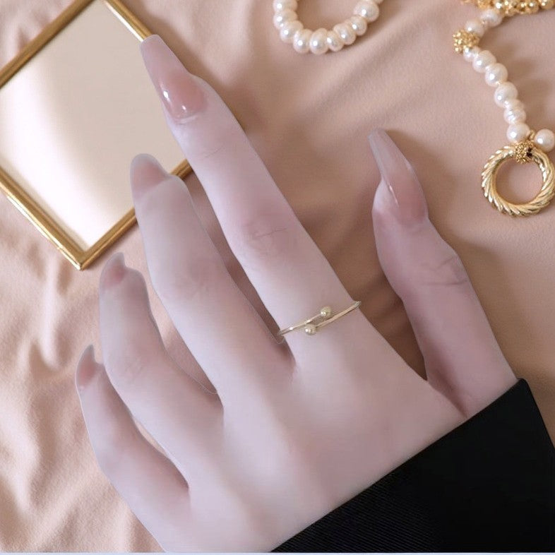 Damen Offener Minimalistischer Ring mit Kugeldetails Shop Nory