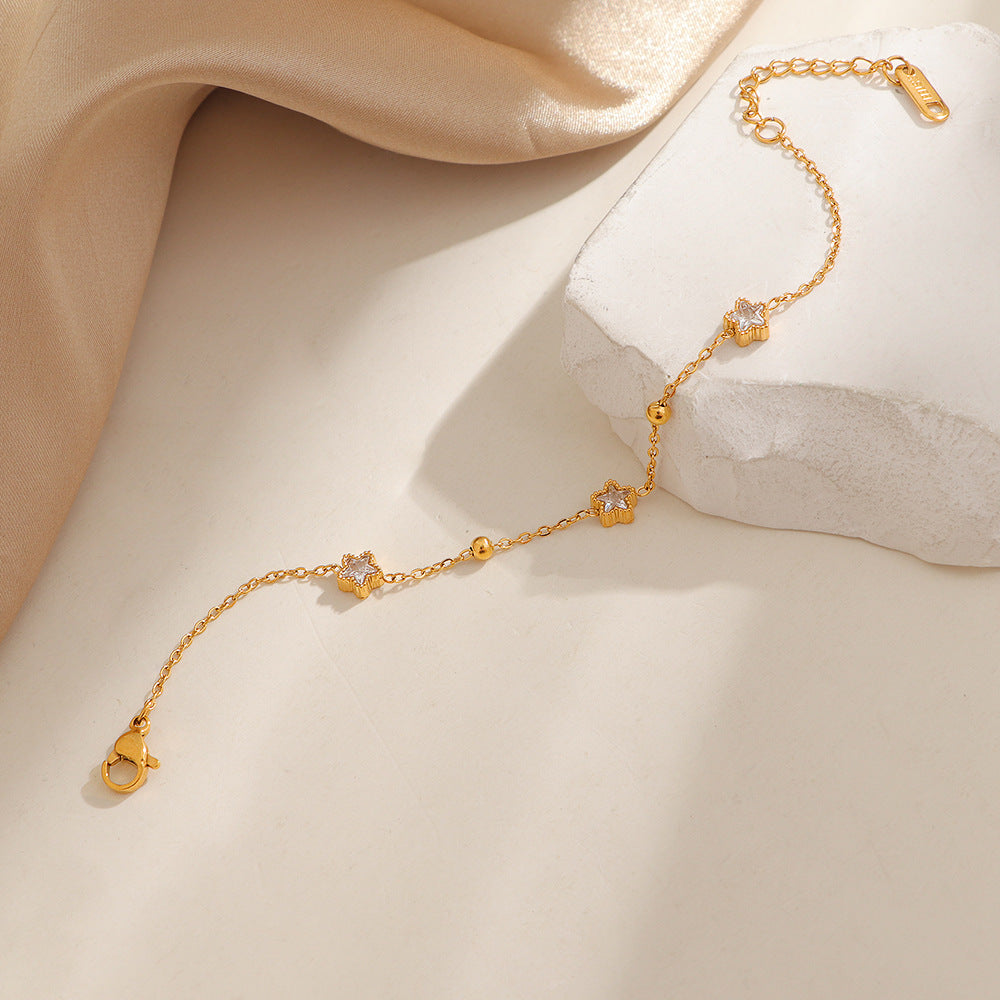 Damen Kristall-Akzent Gold Stern Kette Fußkettchen Shop Nory