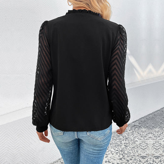 Damen Elegante V-Ausschnitt-Bluse Shop Nory