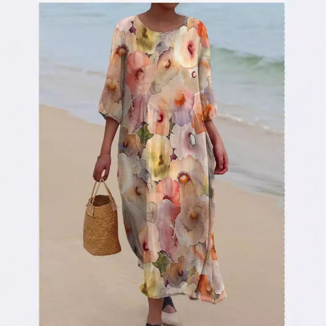Damen Maxikleid mit floralem Design und lässigem Schnitt