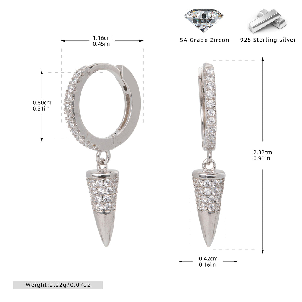 Damen Ohrhänger mit funkelndem Kegelanhänger aus 925 Sterling Silber Shop Nory