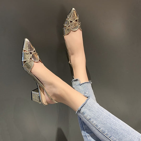 Damen Slingback-Pumps mit Schlangenprägung und dekorativer Mosaik‑Applikation Shop Nory