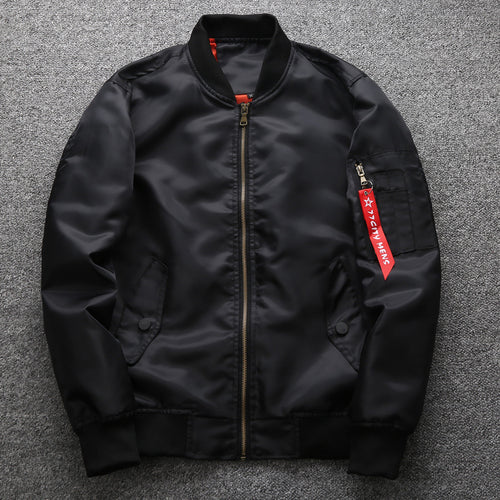 Herren leichter Nylon-Bomber im Pilotenstil mit Ärmeltasche, geripptem Saum und Reißverschluss Shop Nory
