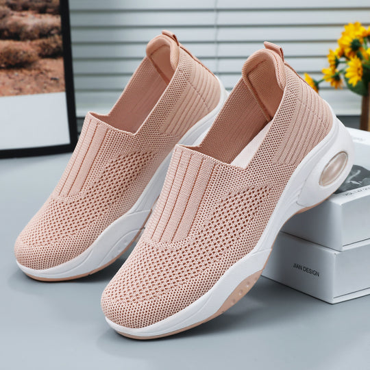 Damen nan nahtloser Strick-Slipper mit erhöhtem Plateau-Luftdämpfer und ergonomischer Fersenstütze Shop Nory