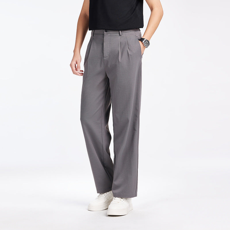 Herren Elegante Bundfalten-Stoffhose mit hoher Bundhöhe, Bügelfalte und geradem Bein Shop Nory