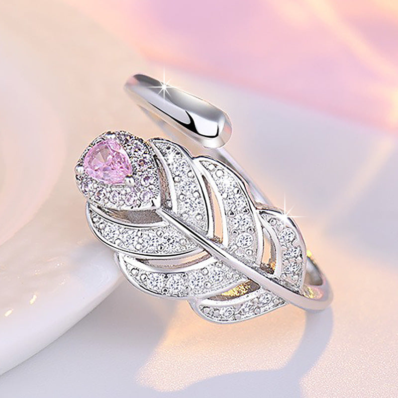 Damen Offener Ring mit kunstvollem Federdesign Shop Nory