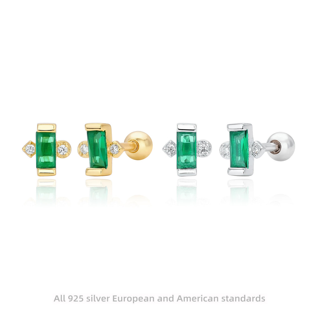 Damen Ohrstecker mit funkelnden Zirkon-Akzenten und grünem Edelstein Shop Nory