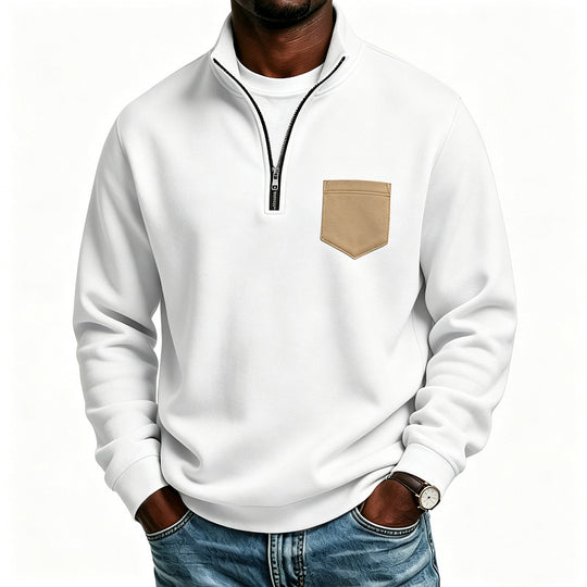 Herren Troyer-Sweatshirt mit halbem Reißverschluss und kontrastierter Brusttasche Shop Nory
