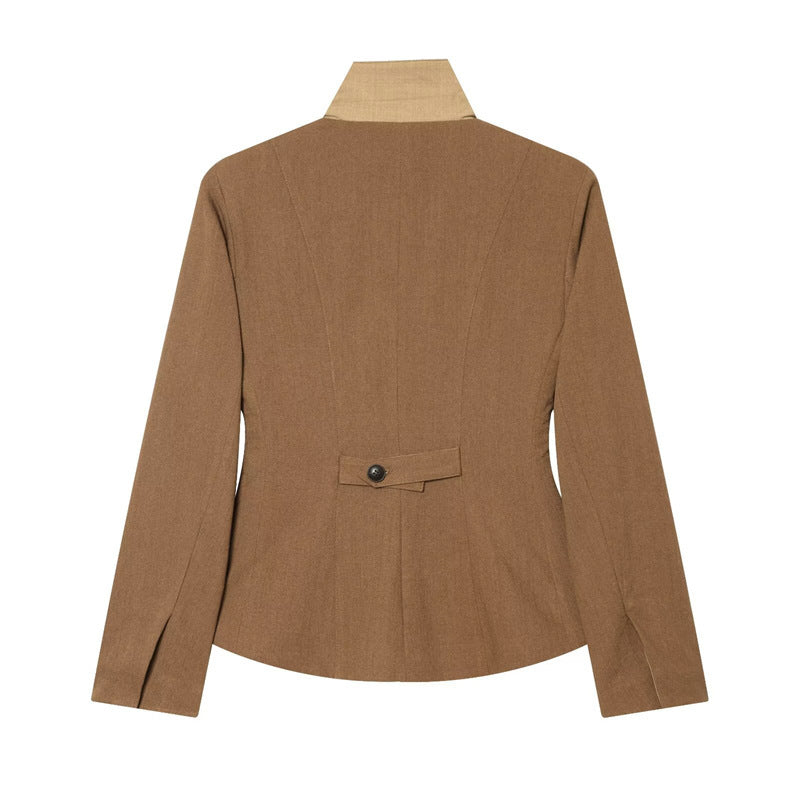 Damen Taillierte Woll-Reitjacke mit Stehkragen und Pattentaschen Shop Nory
