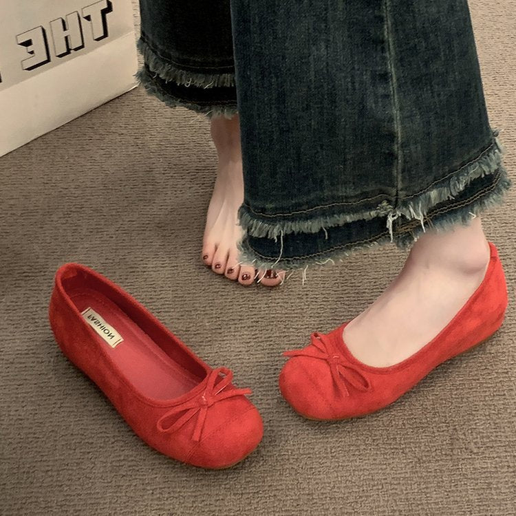 Damen Ballerinas mit dekorativem Schleifendetail und hochwertiger Fleeceaussensohle