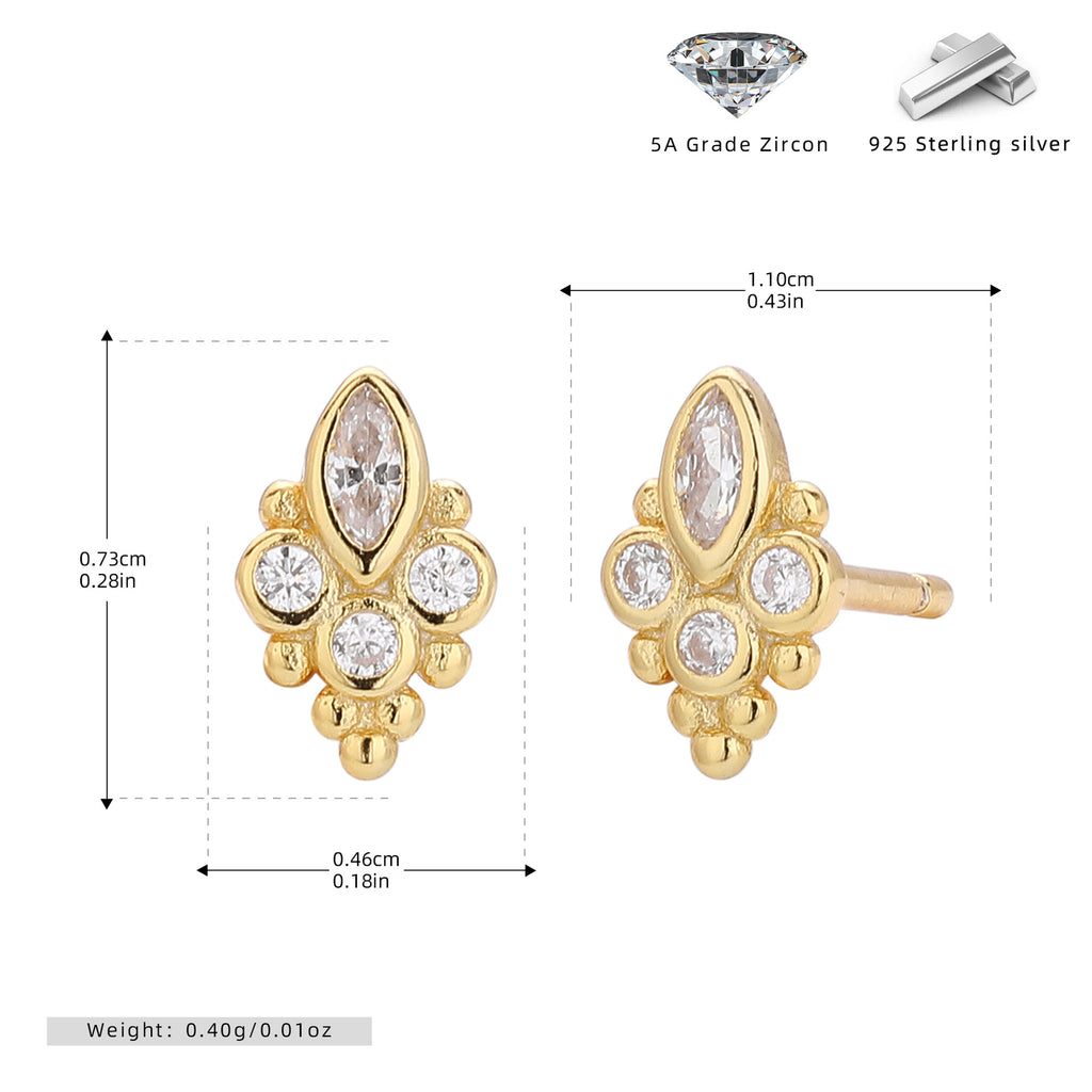 Damen Ohrstecker mit elegantem marquiseförmigem Design aus 925 Sterling Silber Shop Nory